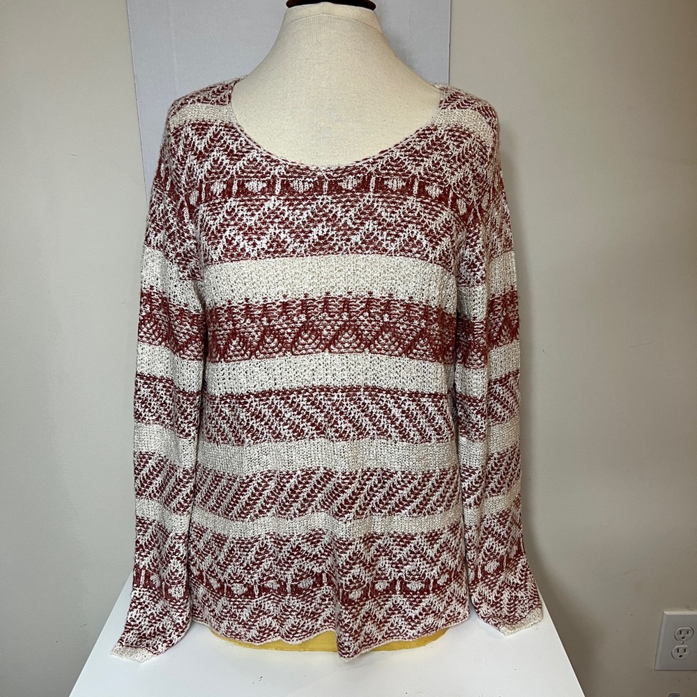 Knox Rose Crewneck Sweater Lace-Up Side Sienna Rust NWT L
